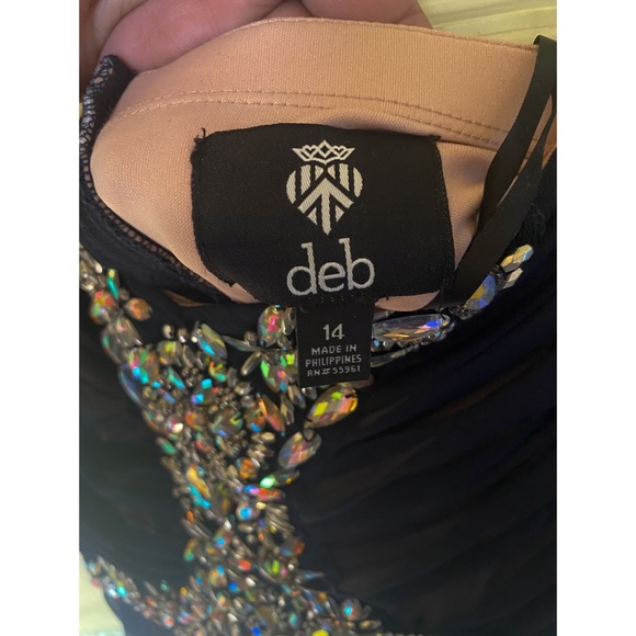 Deb | Navy/Tan Strapless Dress Rhinestone SIZE:14 - Picture 4 of 7